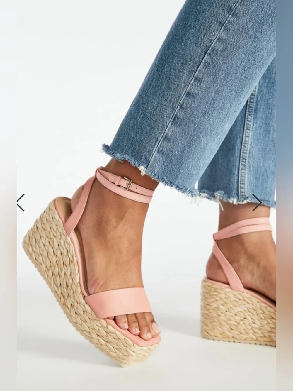 NWOT Lana Espadrille Wedge Platform Sandal in Peach Bud Double Ankle Strap